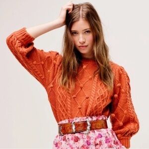 For Love‎ & Lemons Women’s Florentina Sweater Ginger Orange KFA20S403 Size XS